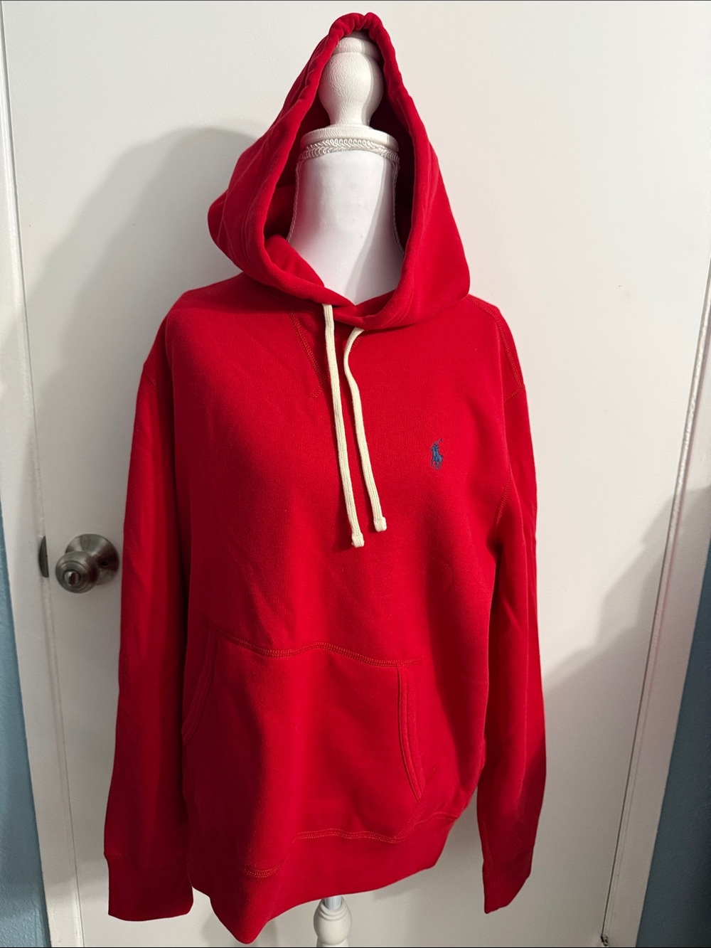 Polo by Ralph Lauren Red Hooded Pullover with Contrast Drawcord